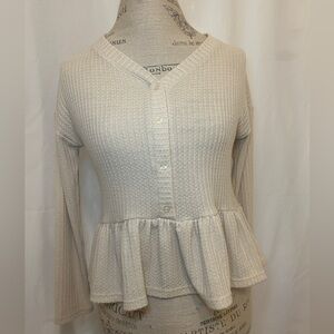 Cream Peplum Cardigan